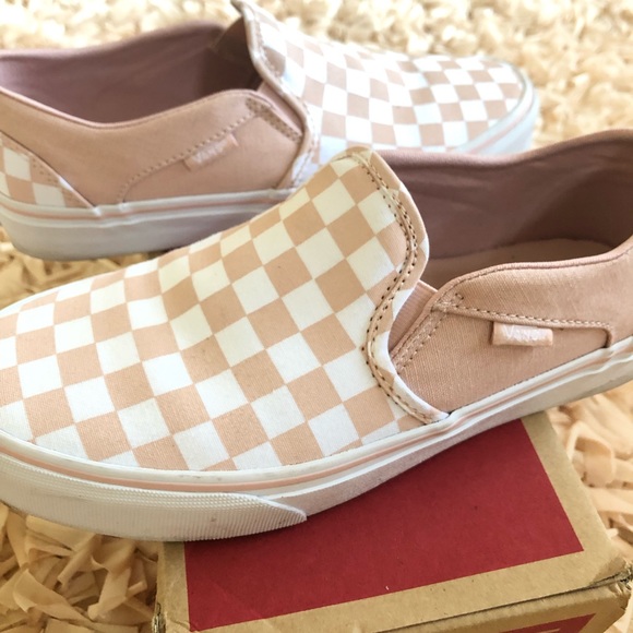 sepia rose checkered vans